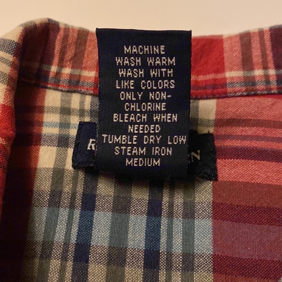 Nice! RALPH LAUREN PLAID POLO RED BLUE SHIRT SHORT SLEEVE BUTTON-DOWN SIZE 4T - Picture 5 of 10